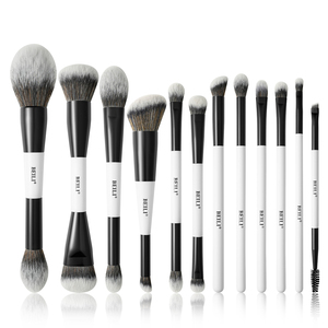 แปรงแต่งหน้าสองหัว ด้ามสีขาว หัวแปรงสีดำ สำหรับแบรนด์ความงาม (OEM) - Product Image 5