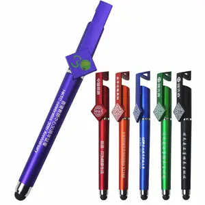 Cá nhân hoá Logo 3-in-1 mềm Stylus đa chức năng màn hình cảm ứng Pen với biểu tượng tùy chỉnh mới lạ bút bi nhựa cho điện thoại