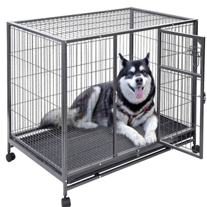 Gaiola para Cães XXL de Metal para Exterior com Bandeja Plástica Transporte para Cães Grandes Gaiola de Aço Resistente com Rodas - Product Image 3