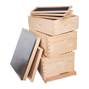 Colmena <span class=keywords><strong>de</strong></span> abejas China Fir Langstroth, 2 cajas profundas, 1 caja mediana, 30 cuadros y láminas <span class=keywords><strong>de</strong></span> base, 3 niveles, juego completo - Product Image 2