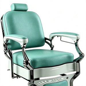 Sillón de Barbero Hidráulico Vintage Verde <span class=keywords><strong>Menta</strong></span>, Giratorio 360°, Reclinable, de Cuero PU Resistente, para Barbería - Product Image 3