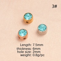 Pendentif DIY 7,5 mm avec pierre de naissance des 12 mois, breloque en zircon, en acier inoxydable plaqué or, accessoires unisexes tendance