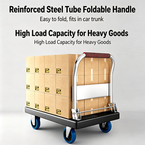 Compact Folding Cart Steel Frame 250 Lb Capacity Quick Fold Storage Friendly Foldable Utility Cart With Wheels Best Deal - Product Image 2