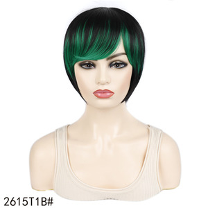 Peluca de pelo sintético de corte Pixie recto <span class=keywords><strong>corto</strong></span> de 4-6 pulgadas sin pegamento sin gradiente de encaje Peluca de Cosplay de fibra de alta temperatura al por mayor - Product Image 6