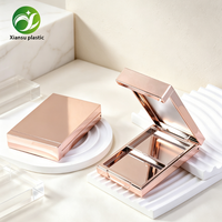 Nouvelle boîte vide à double compartiment pour fard à joues, fard à paupières et illuminateur, plaquée or, avec couvercle de séparation, pour marque de cosmétiques