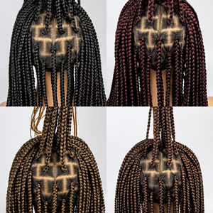 Peluca de cabello humano ondulado de 13x4 con malla frontal para mujer, pelo trenzado sintético estilo suizo mezclado con Baby Wave - Product Image 1