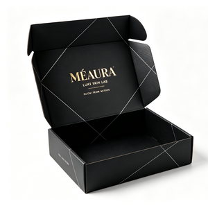 E Flute Kraft Corrugated Mailer <b>Box</b> Foil Stamping Logo Skincare Product Self Locking Crash Bottom Custom Size OEM Wholesale - Product Image 1