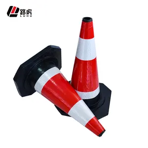 Multi Standard Road Cone 900mm Rubber Red White Reflective Safety Traffic Cone