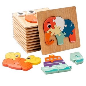 <span class=keywords><strong>Puzzle</strong></span> <span class=keywords><strong>en</strong></span> bois pour enfants, <span class=keywords><strong>puzzle</strong></span> 3D à encastrer pour les tout-petits, jouet éducatif sensoriel précoce avec des motifs d'animaux et de véhicules - Product Image 1