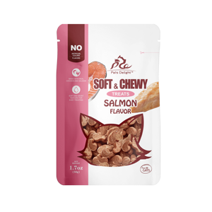 Pal's Delight, golosinas de entrenamiento masticables suaves para gatos, receta de sabor a salmón, comida para mascotas, aperitivos, golosinas para gatos hechas de carne - Product Image 1