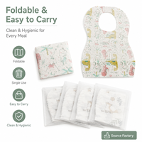 Bavoirs jetables haut de gamme avec poche alimentaire, emballés individuellement, imperméables, portables, pour bébé, pour kit de voyage, option logo personnalisé
