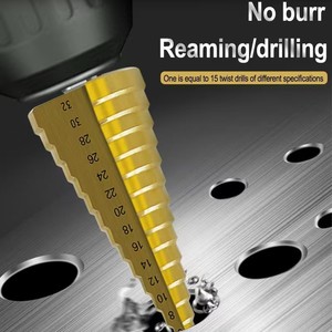 Yiduo Step Drill Bit Titanium Coated 3 Flat Shank For Woodworking Hole Drilling Fast Boring Bits - Product Image 3