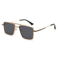 Twooo T1630 Nouveaux lunettes de soleil carrées en métal tendance transfrontalières, lunettes de soleil rétro à double pont, lunettes de soleil classiques