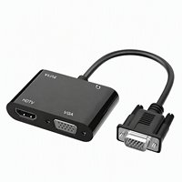Kabel Konverter Splitter 2-in-1 VGA Male ke VGA+HDTV Female dengan Resolusi 1080P dan Daya Audio Micro USB untuk Penggunaan HDTV di Rumah