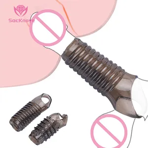 SacKnove 도매 성인 남성용 잠금형 정액 차단 착용형 크리스탈 페니스 링 포어스킨 섹스토이 콘돔 드래곤 콕 슬리브 남성용 - Product Image 1