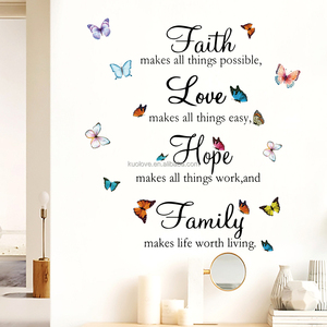 Proverbes étrangers Slogan inspirant papillon fleur Stickers muraux Studio porche décoration papier peint autocollants auto-adhésifs - Product Image 3