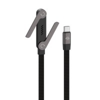 Câble tressé en nylon 240W 5A avec support de téléphone, boîte couleur, transfert de données, chargeur rapide pour ordinateur portable, multi-angles pour iPhone 17 et joueurs