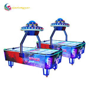 Table de hockey sur air pour 2 joueurs, adultes et enfants, avec marqueur électronique, construction en métal et fibre de verre - Product Image 1