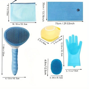 Kit de toilettage pour animaux de compagnie : ensemble de brosses à poils, serviette, gants de lavage, brosse de massage et de nettoyage avec fonction de massage pour le toilettage à domicile des animaux - Product Image 3