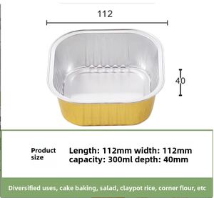 Tazón Cuadrado Pequeño Dorado de 300 ml de Aluminio Desechable para Hornear, Apto para Alimentos, con Tapa de Aluminio y Material PP - Product Image 5