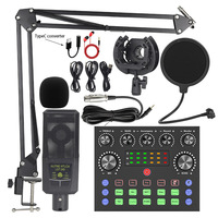 Ensemble de microphone à condensateur 240 avec carte son LGT240 pour diffusion en direct en anglais 5.0 20Hz-20KHz, équipement pour téléphone portable et ordinateur