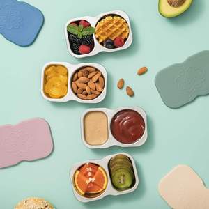 Stainless Steel Snack <b>Containers</b> with Silicone Lids Snack <b>Containers</b> Double Compartment Salad Dressing <b>Containers</b> - Product Image 4