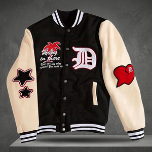 Blouson universitaire homme écologique respirant à col montant style streetwear baseball rétro hip-hop formel avec broderies personnalisées - Product Image 3