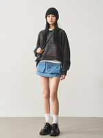 ODM OEM nouveau Vintage taille basse Mini Jean jupe Shorts décontracté été Style solide Denim délavé droite Silhouette Cargo poches