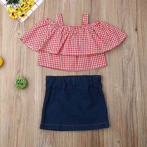 Conjuntos de Blusa y Jeans para Niñas, Ropa de Fiesta para Bebés y Niños, Venta al Por Mayor, Verano - Product Image 2