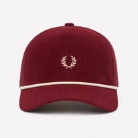 Gorra de béisbol de pana personalizada de fábrica con 5 paneles, visera de cuerda, textura acanalada, talla única, ajustable con correa trasera