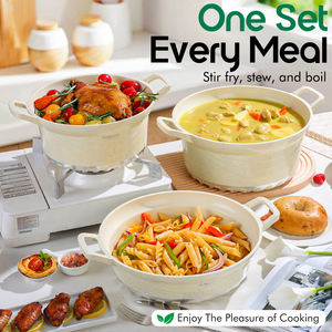 Donnor Jolie serie sano antiaderente in alluminio risparmio energetico 10 pz <span class=keywords><strong>Set</strong></span> pentole antiaderenti 20/24/28/32cm casseruola 28cm poco profonda - Product Image 3