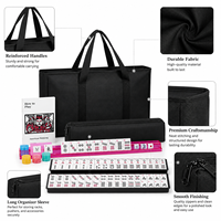 Sac de rangement Mahjong grande capacité, toile noire, 2 jeux de tuiles, 4 supports, 120 jetons, 3 dés, livret d'instructions, 17,7 pouces