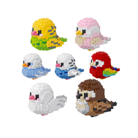 Ensemble de 7 micro-blocs de construction d'animaux : Perroquet, Ara, Nymphéa, Moineau - Modèle en briques à construire soi-même - Cadeau pour enfants et collectionneurs adultes