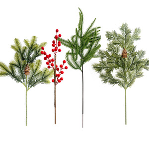Artificial Christmas Tree Branches 40cm With <b>Pinecones</b> And Red Berries For Holiday Home Wedding Decor - Product Image 2