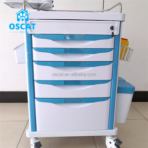 Chariot d'infirmier vétérinaire OSCAT EX-T02 en ABS avec 4 roulettes silencieuses, deux avec freins - Product Image 5