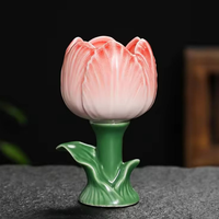 Porte-bougie en céramique en forme de tulipe, bougie parfumée longue durée et support, idéal pour offrir en cadeau, parfum d'intérieur