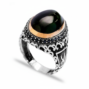 Oval Onyx Stone Tugra Design Ottoman <b>Men's</b> <b>Ring</b> Turkish Handmade Wholesale Authentic Silver <b>Men</b> <b>Ring</b> - Product Image 2