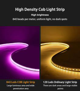 Bande LED COB flexible sans points, 840 LED/m, 24V, RGBCWIC RGBCCT IC WS2811, 10mm 12mm, couleur de rêve, adressable - Product Image 3