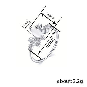 Bague en pierre de lune H497 pour femme, forme poire naturelle, sertie de griffes, cadeau, bagues tendance - Product Image 5