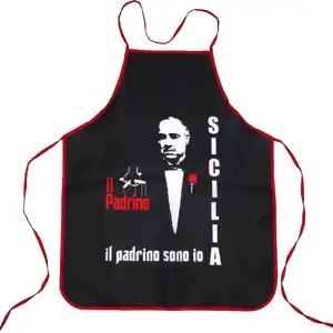 Custom Logo Theme Sleeveless Cook Apron Promotion Polyester Canvas Grill Bibs BBQ Cooking Chef Kitchen Apron with two pockets