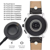 Câble de charge magnétique USB 2.0 noir de 1 m pour montre connectée, tressé, compatible avec Fossil Gen 4/5/6, Emporio Armani, Skagen Falster 2, Misfit Vapor 2