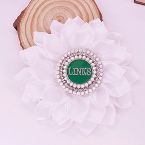 Delicati i collegamenti incorporati simbolo delicato verde e bianco corpetto di tono Pin fatto a mano nastro di raso collega signora spilla di fiori - Product Image 1