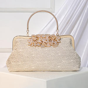 Fashionable <b>Vintage</b> Lace Evening Bag Elegant Stylish Crossbody Banquet Clutch Handbag Chains Women's Chain Strap Bags - Product Image 1