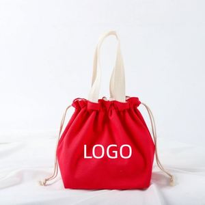 Sac en toile à cordon de serrage, sac à main vierge, grande capacité, couleur unie, sac de rangement à cordon - Product Image 1
