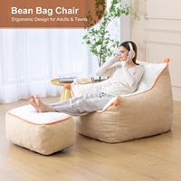 Fauteuil pouf géant moderne en forme de L pour adultes, en tissu polaire doux, garni de mousse à mémoire de forme, amovible et lavable, canapé de sol
