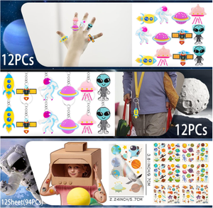 Bracelets de fête d'anniversaire sur le thème de l'espace, bracelets à claquer, anneaux d'astronaute, porte-clés lumineux, tampons, autocollants de <span class=keywords><strong>tatouage</strong></span>, jouets, cadeaux, fournitures - Product Image 2