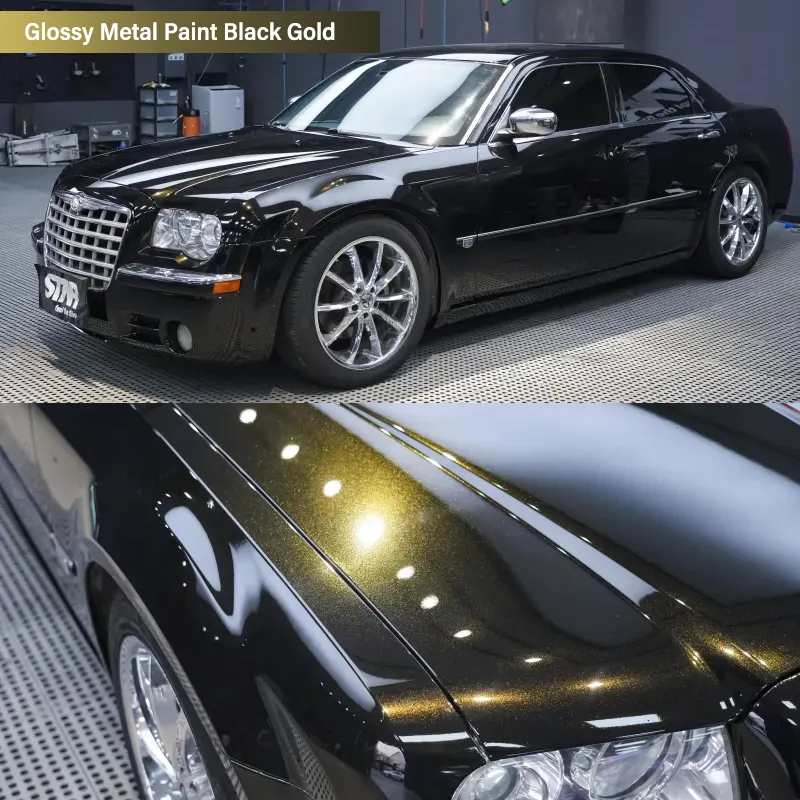 5x59FT Car paint color changing film PVC wrap vinyl Film Super bright Black gold car vinyl wraps for car