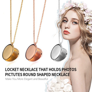 Collar Chapado En Oro de acero inoxidable Collier Ras Du Cou DIY Marco de imagen redondo foto collares medallón colgante collar - Product Image 2