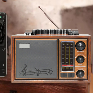 Radio portable vintage à grain de bois FM AM SW 3 bandes avec connexion Bluetooth, lecteur MP3 USB TF, batterie rechargeable, décoration d'intérieur - Product Image 4