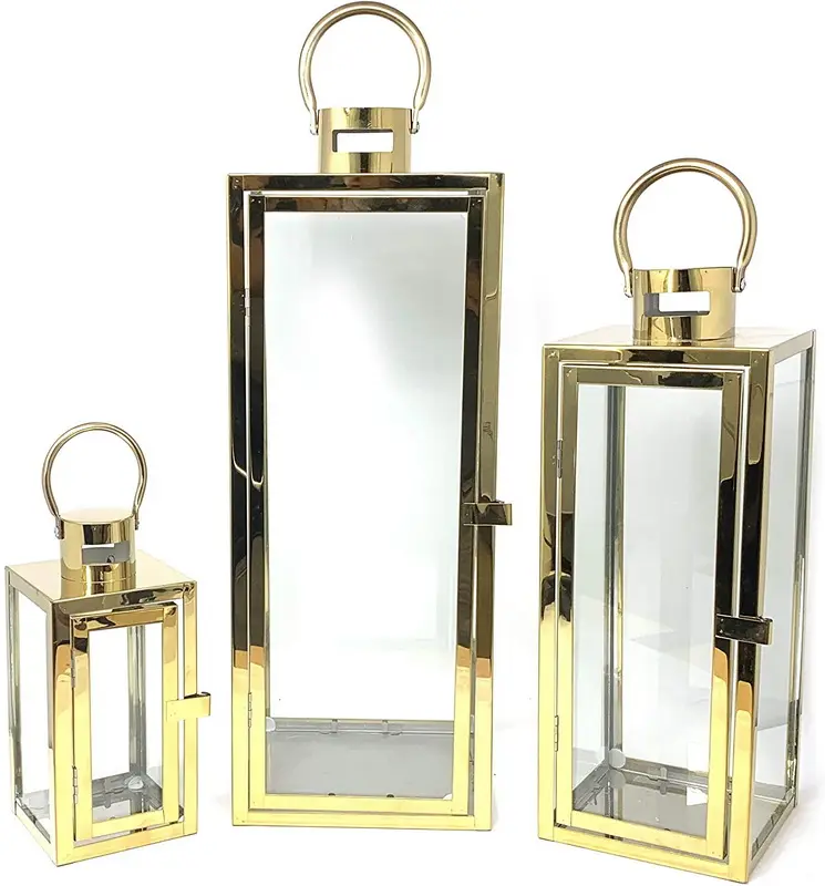 Giant Rose Gold Metal Lantern Wedding Centerpieces Stainless Steel Lantern For Wedding Decor